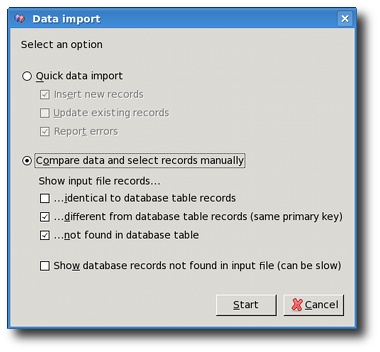 Data import options