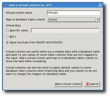 Virtual column settings